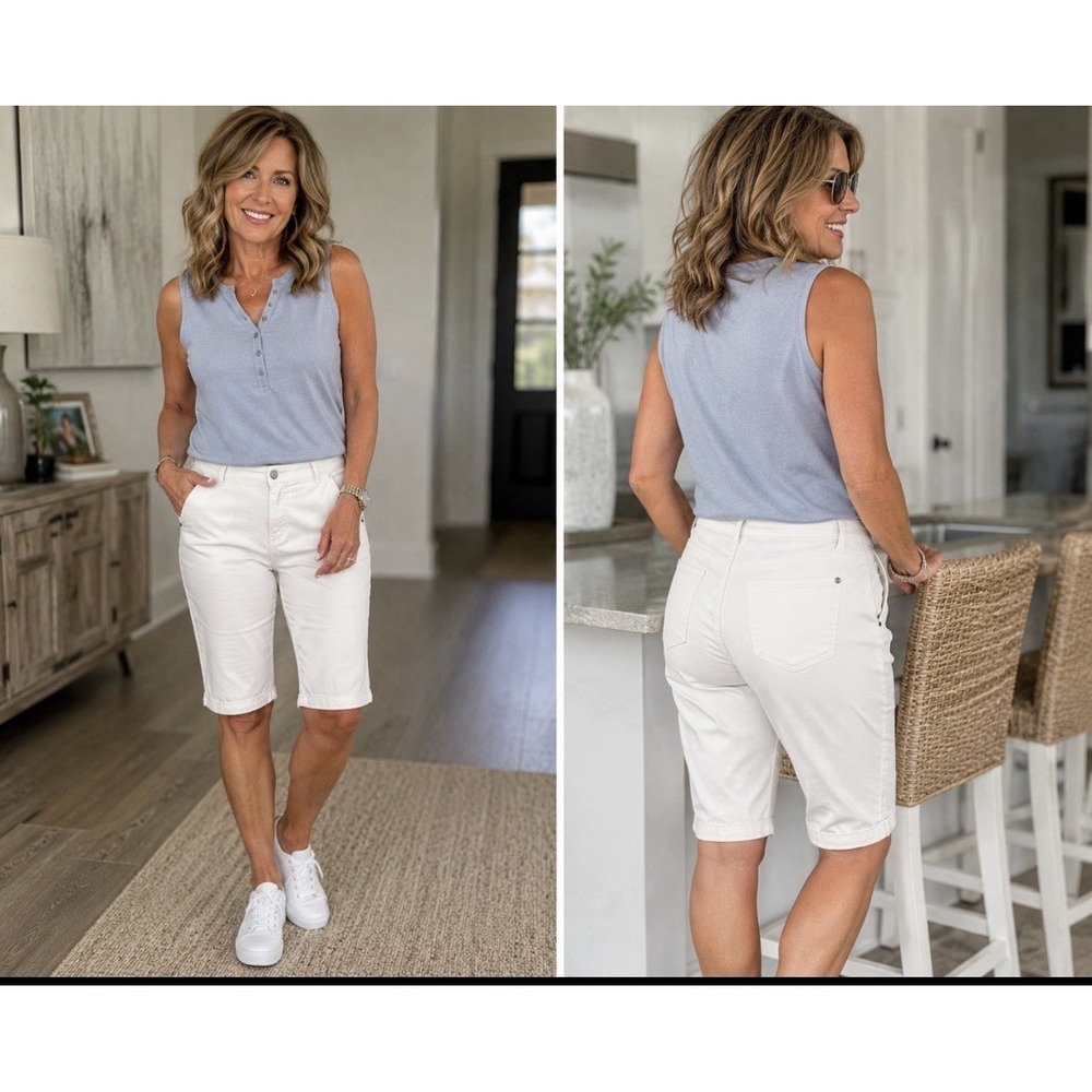 Lee Modern Series Curvy Fit Capris Women's 16‎ White Stretch Cotton